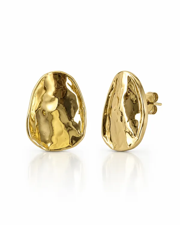 Gold_Stainless_Steel_Hammered_Statement_Stud_Earrings_For_Women