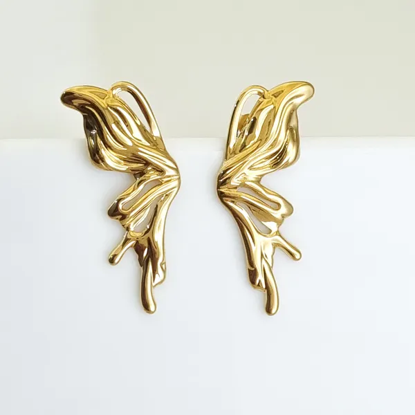 Gold_Stainless_Steel_Liquid_Flame_Wing_Earrings_For_Women