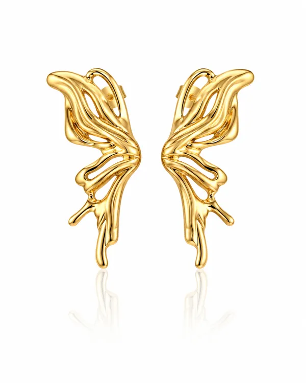 Gold_Stainless_Steel_Liquid_Flame_Wing_Earrings_For_Women