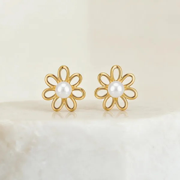 Gold_Stainless_Steel_Blossom_Pearl_Stud_Earrings_For_Women