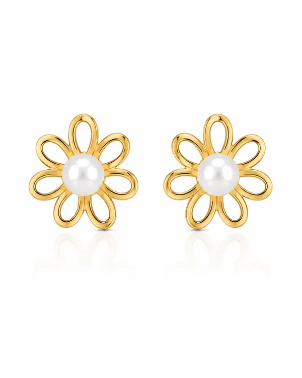 Gold_Stainless_Steel_Blossom_Pearl_Stud_Earrings_For_Women