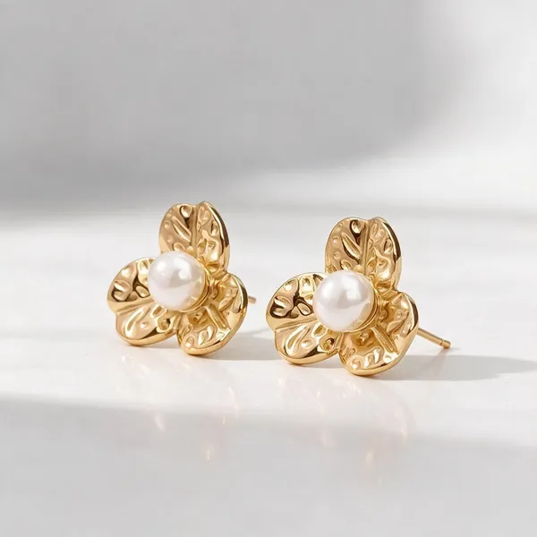 Gold_Stainless_Steel_Botanical_Pearl_Flower_Stud_Earrings_For_Women