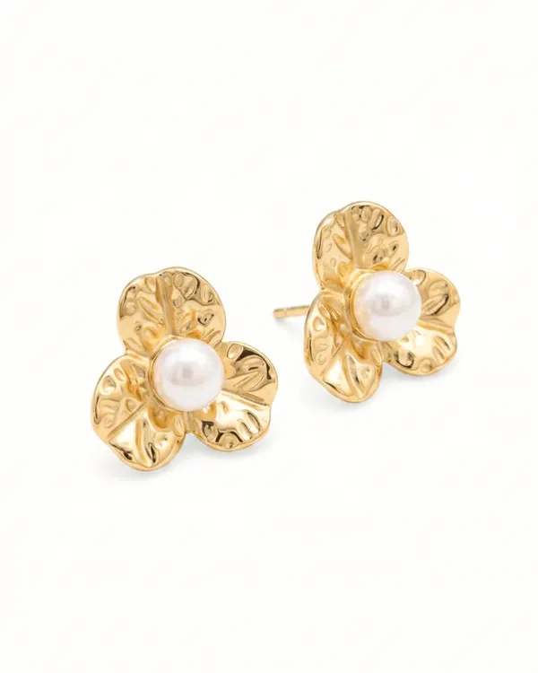 Gold_Stainless_Steel_Botanical_Pearl_Flower_Stud_Earrings_For_Women