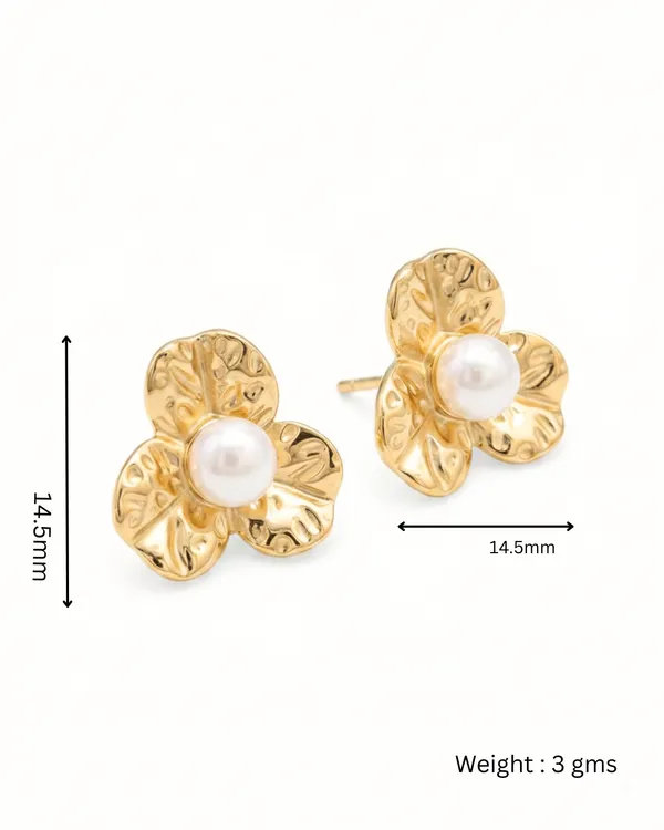 Gold_Stainless_Steel_Botanical_Pearl_Flower_Stud_Earrings_For_Women