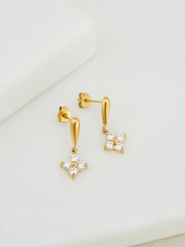 Gold_Stainless_Steel_Cz_Four-Petal_Flower_Drop_Stud_Earrings_For_Women