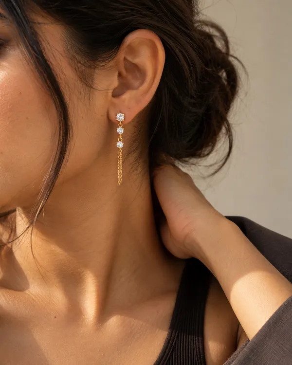 CZ_Trio_Chain_Drop_Stud_Earrings