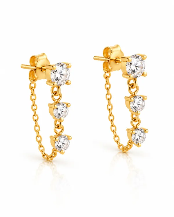 CZ_Trio_Chain_Drop_Stud_Earrings
