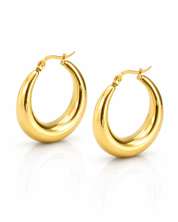 Gold_Stainless_Steel_Chunky_Dome_Hoop_Earrings_For_Women