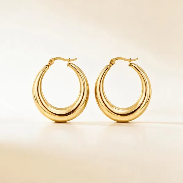 Gold_Stainless_Steel_Chunky_Dome_Hoop_Earrings_For_Women