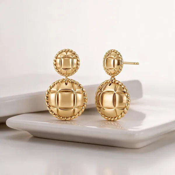 Gold_Stainless_Steel_Classic_Medallion_Earrings_For_Women