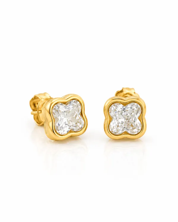 Gold_Stainless_Steel_Clover_Cz_Bezel_Stud_Earrings_For_Women