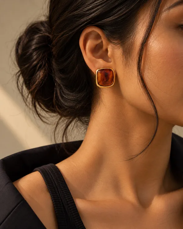 Cognac_Resin_Cushion_Statement_Stud_Earrings