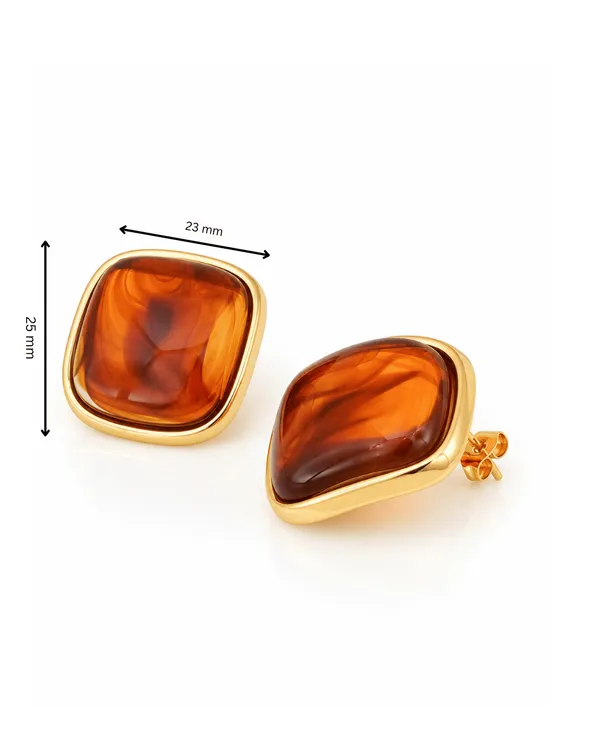 Cognac_Resin_Cushion_Statement_Stud_Earrings