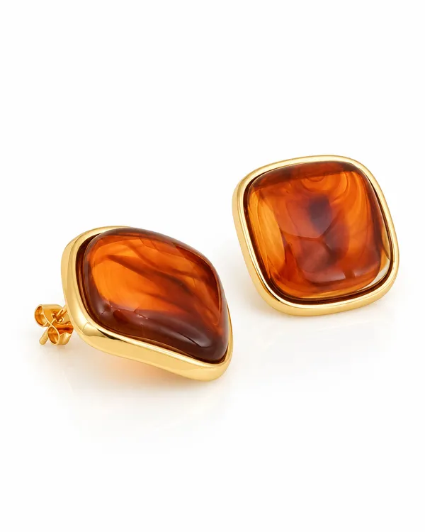 Cognac_Resin_Cushion_Statement_Stud_Earrings