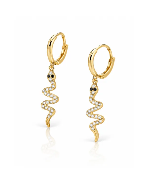 Gold_Stainless_Steel_Crystal_Pavã©_Snake_Huggie_Earrings_For_Women