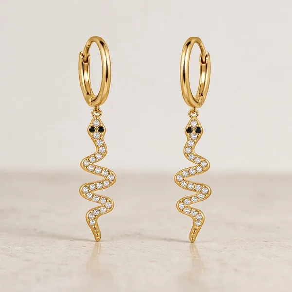 Gold_Stainless_Steel_Crystal_Pavã©_Snake_Huggie_Earrings_For_Women