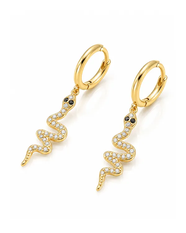 Gold_Stainless_Steel_Crystal_Pavã©_Snake_Huggie_Earrings_For_Women
