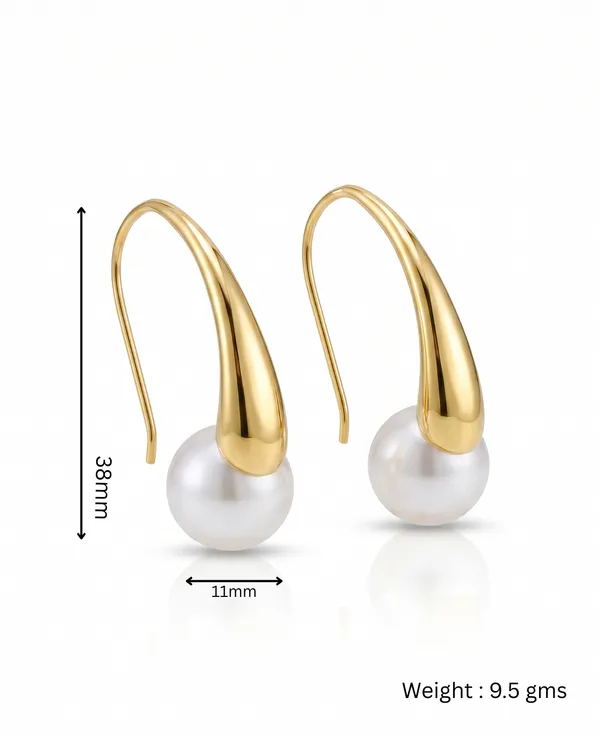 Gold_Stainless_Steel_Curved_Arc_Pearl_Drop_Earrings_For_Women
