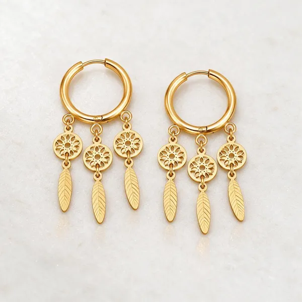 Gold_Stainless_Steel_Dreamcatcher_Feather_Fringe_Hoop_Earrings_For_Women