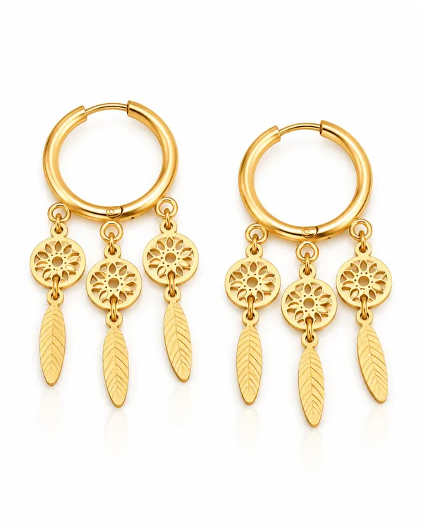 Gold_Stainless_Steel_Dreamcatcher_Feather_Fringe_Hoop_Earrings_For_Women