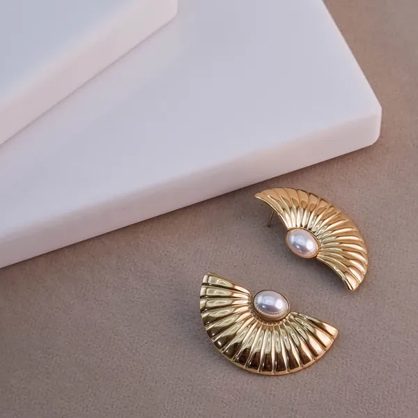 Gold_Stainless_Steel_Eclipse_Pearl_Accent_Earrings_For_Women