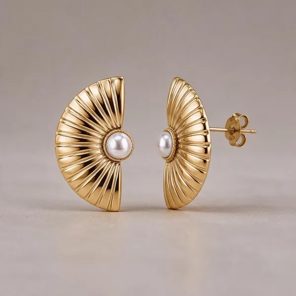 Gold_Stainless_Steel_Eclipse_Pearl_Accent_Earrings_For_Women