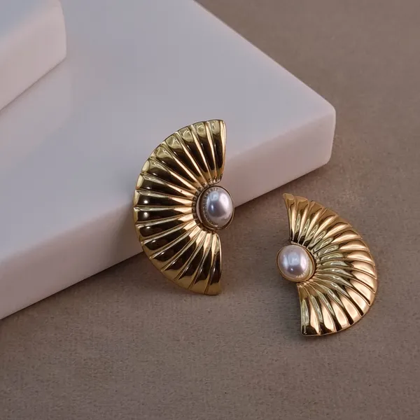 Gold_Stainless_Steel_Eclipse_Pearl_Accent_Earrings_For_Women