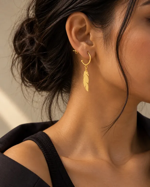 Feather_Charm_Hoop_Drop_Earrings