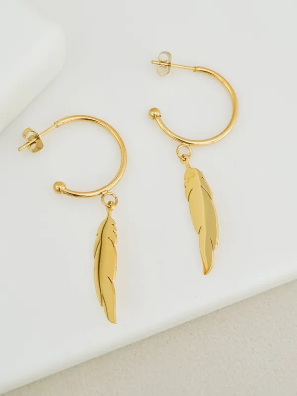 Gold_Stainless_Steel_Feather_Charm_Hoop_Drop_Earrings_For_Women