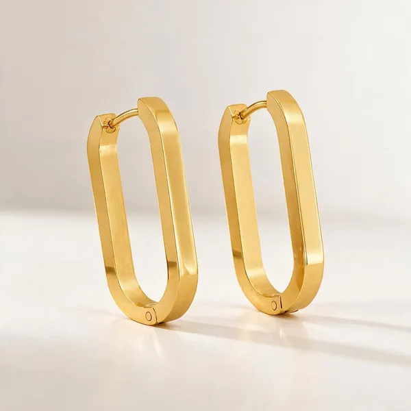 Gold_Stainless_Steel_Flat_Edge_Oblong_Hoop_Earrings_For_Women
