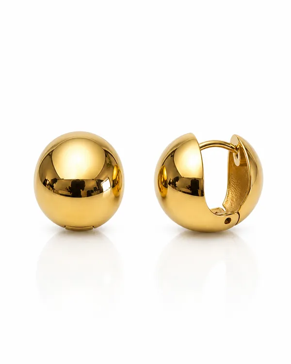 Gold_Stainless_Steel_Gilded_Orb_Huggie_Earrings_For_Women