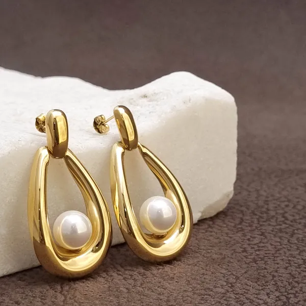 Gold_Stainless_Steel_Teardrop_Pearl_Drop_Earrings_For_Women