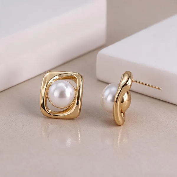 Gold_Stainless_Steel_Pearl_Accent_Earrings_For_Women