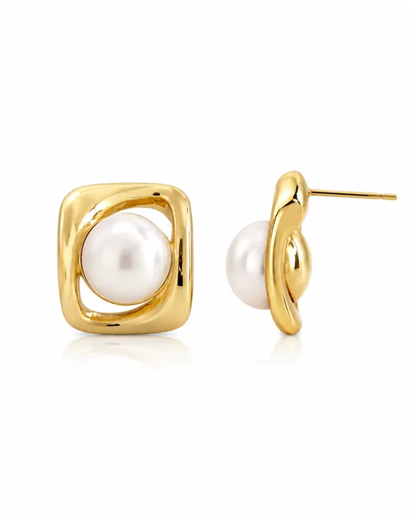 Gold_Stainless_Steel_Pearl_Accent_Earrings_For_Women