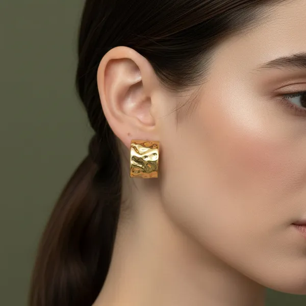 Gold_Stainless_Steel_Hammered_Cuff_Stud_Earrings_For_Women
