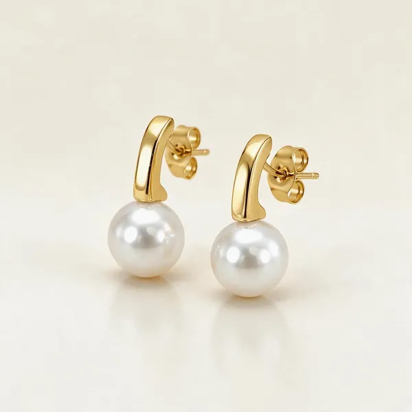 Gold_Stainless_Steel_Pearl_Drop_Huggie_Earrings_For_Women