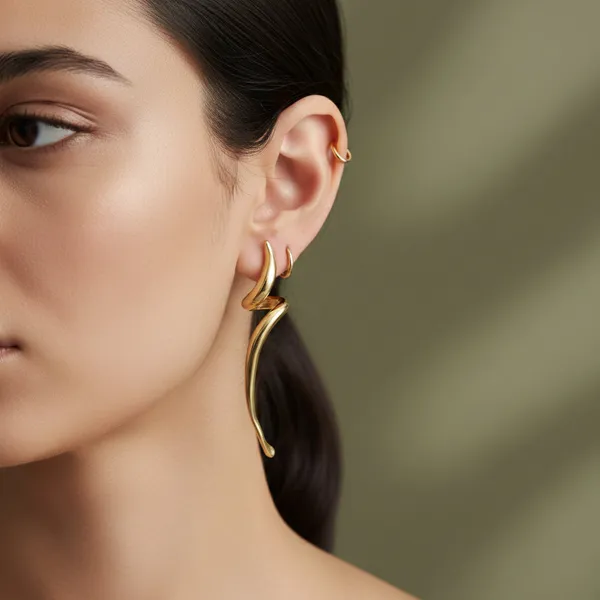 Gold_Stainless_Steel_Molten_Abstract_Flare_Earrings_For_Women