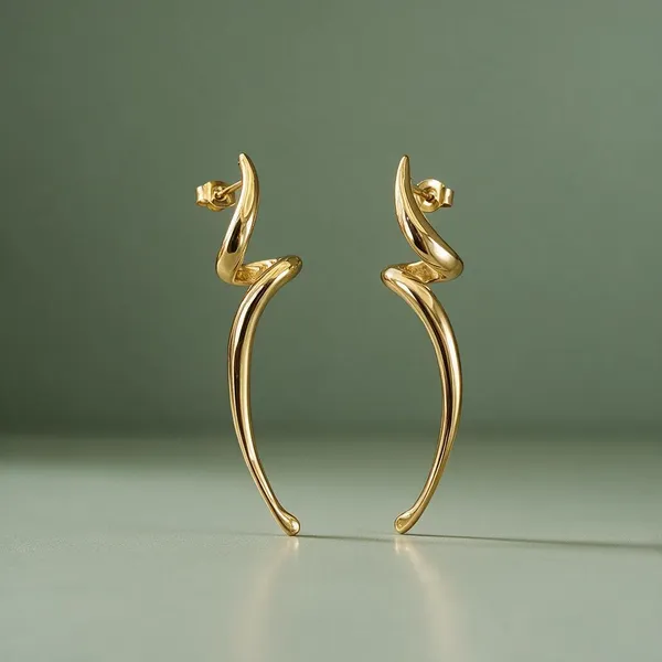 Gold_Stainless_Steel_Molten_Abstract_Flare_Earrings_For_Women