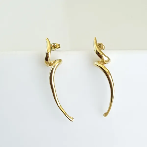 Gold_Stainless_Steel_Molten_Abstract_Flare_Earrings_For_Women