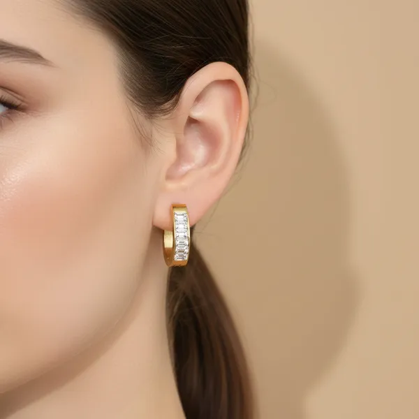 Gold_Stainless_Steel_Baguette_Inlay_Huggie_Earrings_For_Women