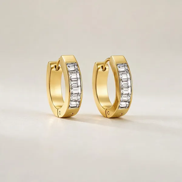 Gold_Stainless_Steel_Baguette_Inlay_Huggie_Earrings_For_Women