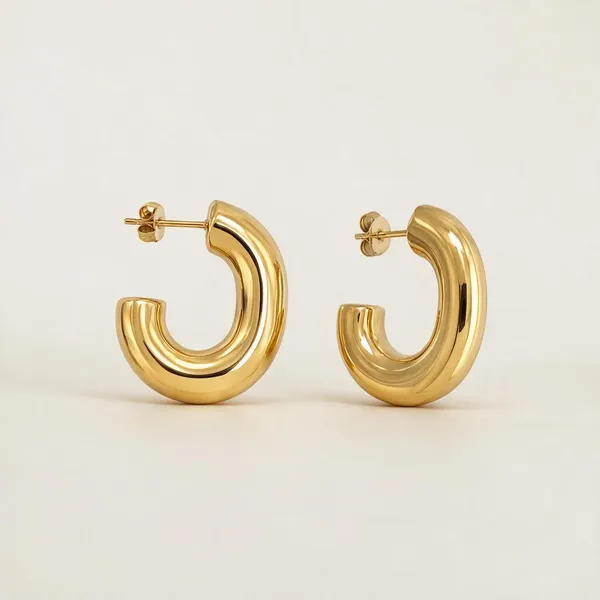 Gold_Stainless_Steel_Oblique_Bold_J-Hoop_Earrings_For_Women