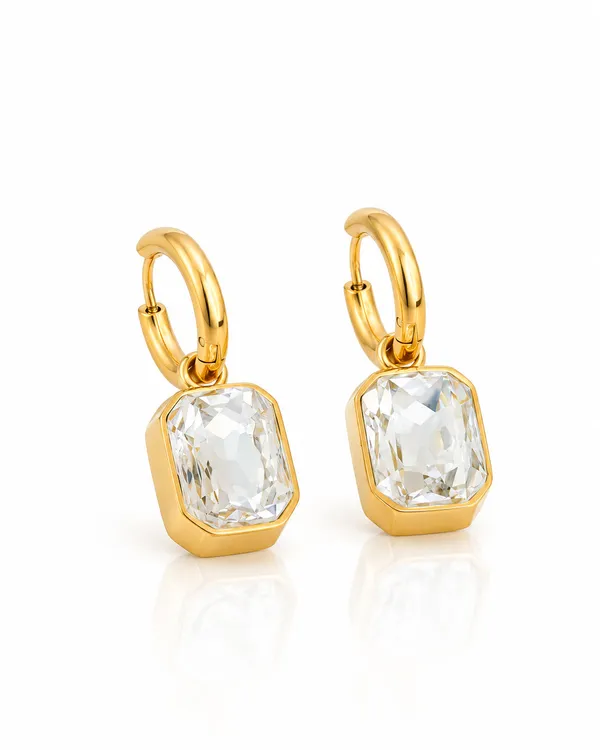 Octagon_CZ_Bezel_Huggie_Charm_Earrings