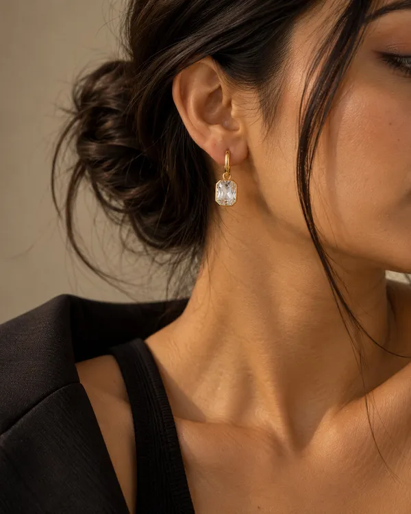 Octagon_CZ_Bezel_Huggie_Charm_Earrings