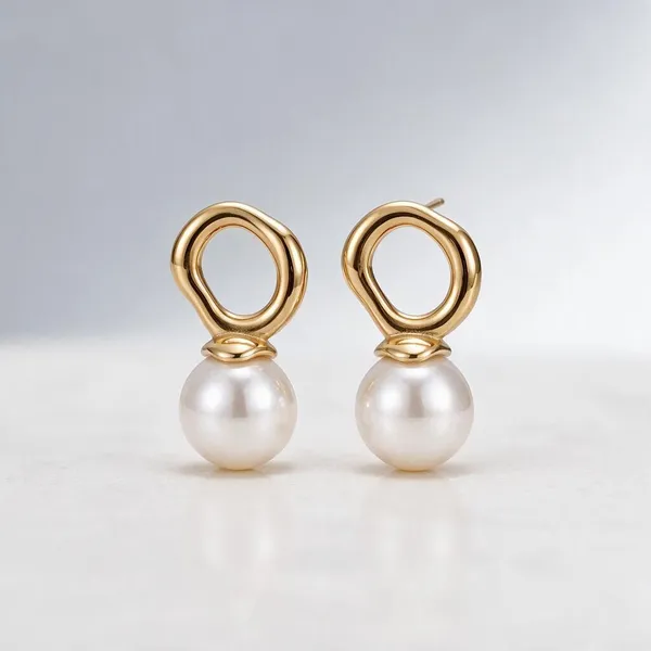 Gold_Stainless_Steel_Organic_Circle_Pearl_Drop_Earrings_For_Women
