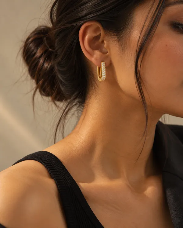 Gold_Stainless_Steel_Pave_Cz_Rectangular_Hoop_Earrings_For_Women