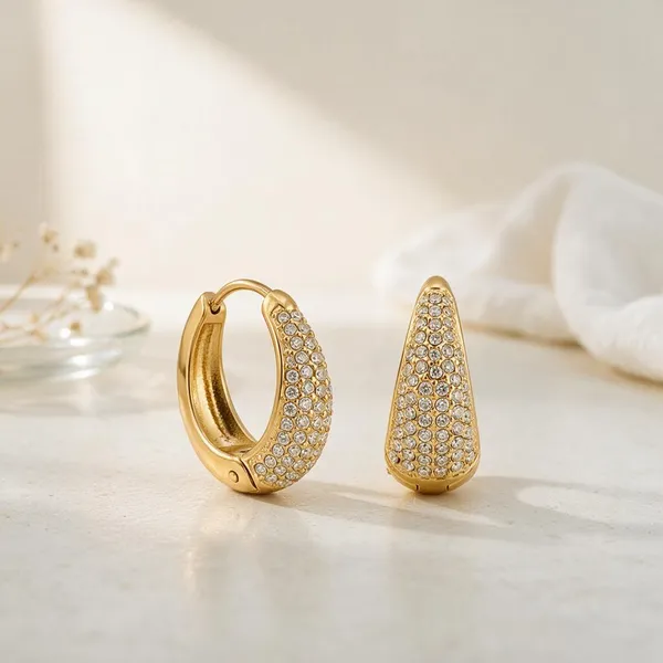 Gold_Stainless_Steel_Pave_Cz_Teardrop_Huggie_Hoop_Earrings_For_Women