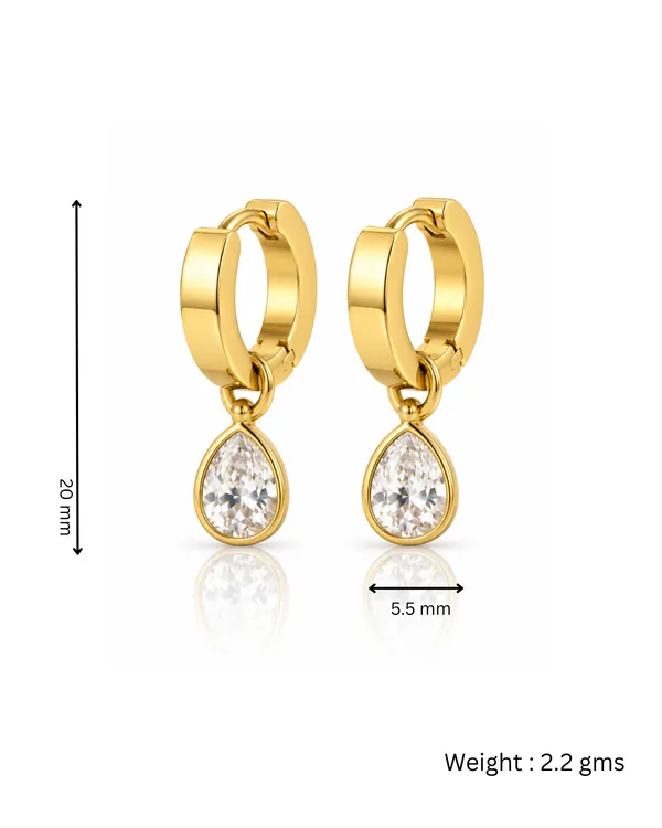 Pear_CZ_Drop_Huggie_Earrings