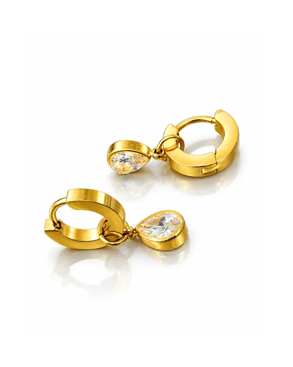 Pear_CZ_Drop_Huggie_Earrings