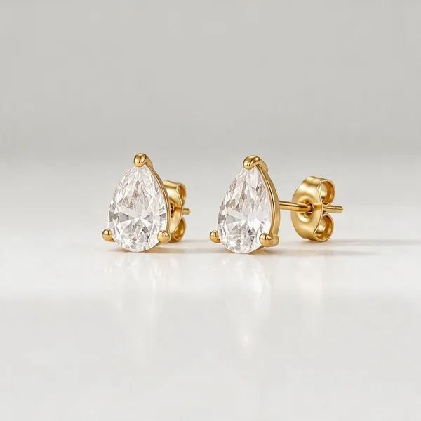 Gold_Stainless_Steel_Pear_Cz_Solitaire_Stud_Earrings_For_Women